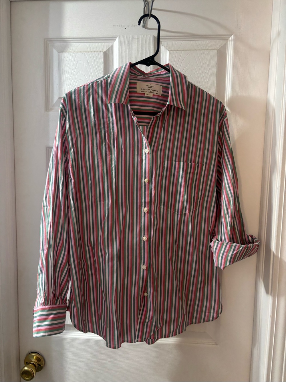 Trovata Pink, Green & White Striped Button-Down Shirt